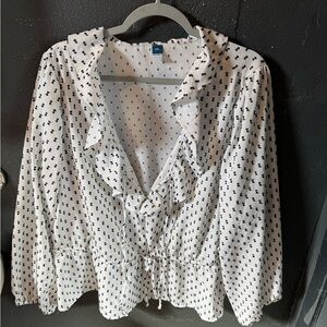 Old Navy White and Black Dot Design Women's Blouse